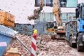 Abriß des Linde Gebäude, Herstellen von Vergangenheit der DDR