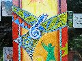 Graffitis-Schriften und Blütenfarben