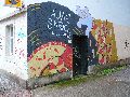 Graffitis-Schriften und Blütenfarben