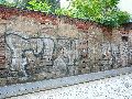 Graffitis-Schriften und Blütenfarben