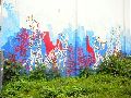 Graffitis-Schriften und Blütenfarben