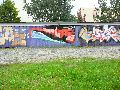 Graffitis-Schriften und Blütenfarben