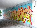 Graffitis-Schriften und Blütenfarben