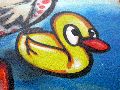 Graffitis-Schriften und Blütenfarben