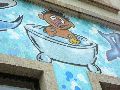 Graffitis-Schriften und Blütenfarben