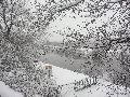 Erster Schnee an der Molebrücke-Pieschen