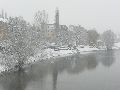Erster Schnee an der Molebrücke-Pieschen