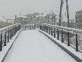 Erster Schnee an der Molebrücke-Pieschen