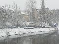 Erster Schnee an der Molebrücke-Pieschen