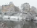 Erster Schnee an der Molebrücke-Pieschen