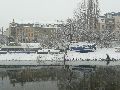 Erster Schnee an der Molebrücke-Pieschen