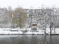 Erster Schnee an der Molebrücke-Pieschen